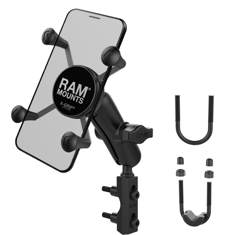 Base RAM MOUNTS fixation sur guidon moto ou réservoir de frein/embrayage -  Boule B accessoires smartphone pour moto