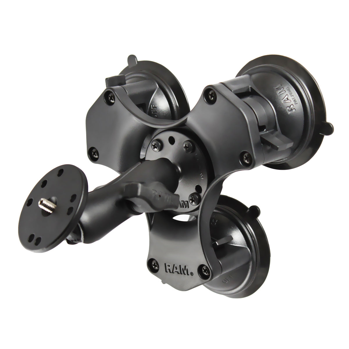 RAM® Twist-Lock™ Triple Suction Mount with Round Plate and 1/4