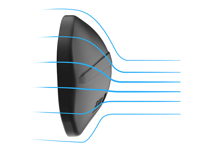 Image of the RAM® Tough-Mirror™ motorcycle mirror aerodynamic properties