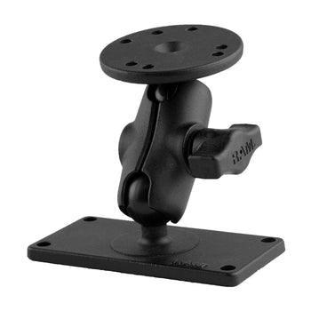 RAM® Double Ball Mount with Round Plate and 2" x 4" Plate - Short