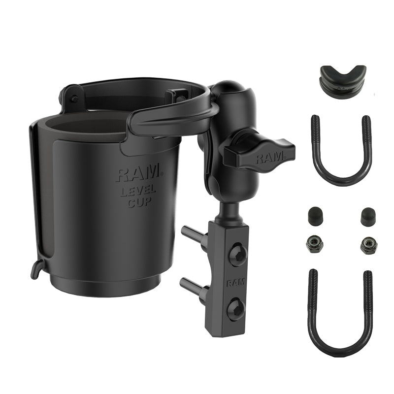 Ram Mounts Level-Cup Self-Leveling Drink Holder with Short Arm RAM-B-174-A-132U