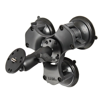 RAM® Twist-Lock™ Triple Suction Mount with Round Plate and 1/4"-20 Stud