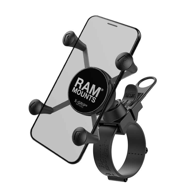 RAM Mount EZ-Strap Rail Mount w/Universal X-Grip Cell Phone Holder
