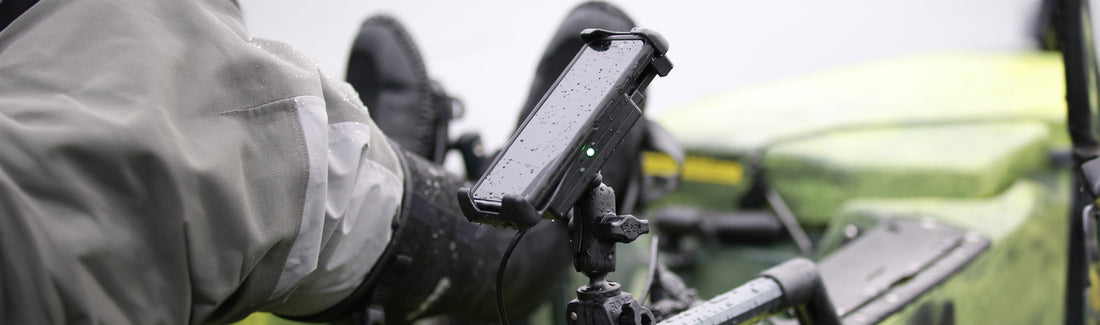 RAM Mounts Wireless, Waterproof Phone Holder Mounted on Kayak