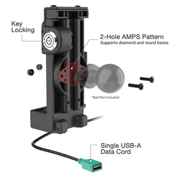 GDS® Uni-Conn™ Locking Spring Loaded Power + Single USB-A Dock