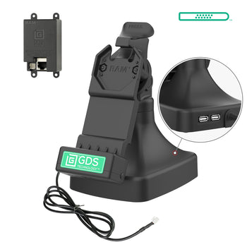 RAM-GDS-DOCK-D14-U1E-2A:RAM-GDS-DOCK-D14-U1E-2A_1:GDS Uni-Conn<sup>™</sup> Tilt & Swivel Dock with PoE + Data