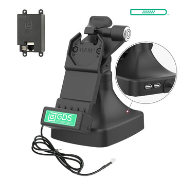 RAM-GDS-DOCKLR-D14-U1E-2A:RAM-GDS-DOCKLR-D14-U1E-2A_1:GDS Uni-Conn<sup>™</sup> Locking Tilt & Swivel Dock with PoE + Data