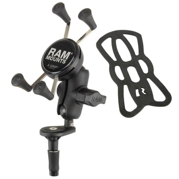 RAM Mounts X-Grip Phone Holder with Motorcycle Fork Stem Base  RAM-B-176-A-UN7U with Short Arm for Stems 12mm to 38mm in Diameter