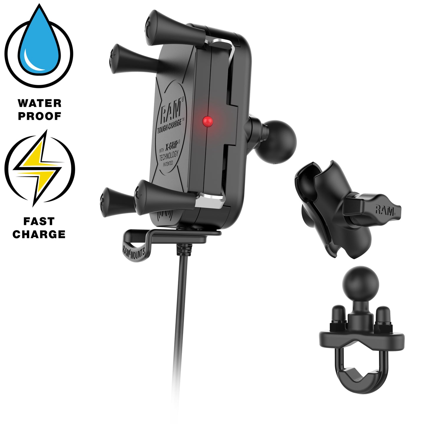 RAM® ToughCharge™ 15W Waterproof Wireless Charging Motorcycle Mount RAM Mounts