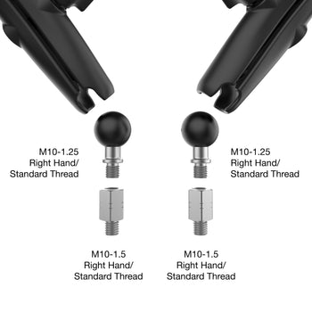 Kit rétroviseurs moto RAM ® Tough-Mirror ™ avec bases M10-125 + adaptateurs  M10-150 - bras long