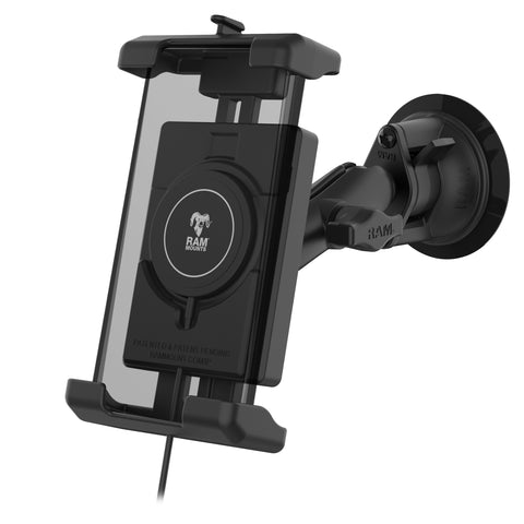 RAM® Quick-Grip™ Pro XL Suction Cup Mount with Qi2 15W Wireless Charger