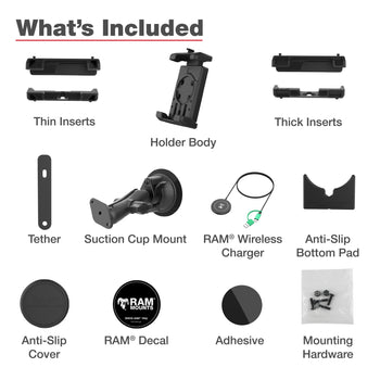 RAM® Quick-Grip™ Pro XL Suction Cup Mount with Qi2 15W Wireless Charger