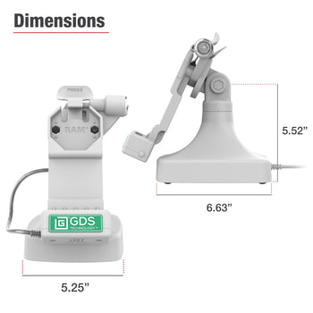 GDS® Uni-Conn™ Locking Tilt & Swivel Dock with USB-C + Data - Gray