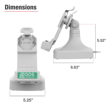 GDS® Uni-Conn™ Tilt & Swivel Dock with USB-C + Data - Gray