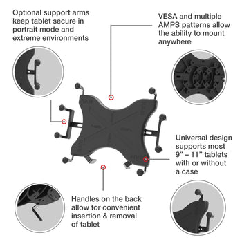 RAM® X-Grip® 12"-13" Tablet Mount with No-Drill™ Universal Base