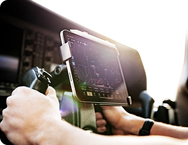 Tablet mounted to airplane controls