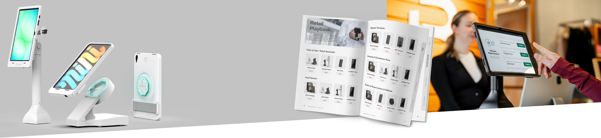 Web banner image for RAMs Retail selection, There is an open book showing several docks and an image of an intelliskin in a GDS dock in the background