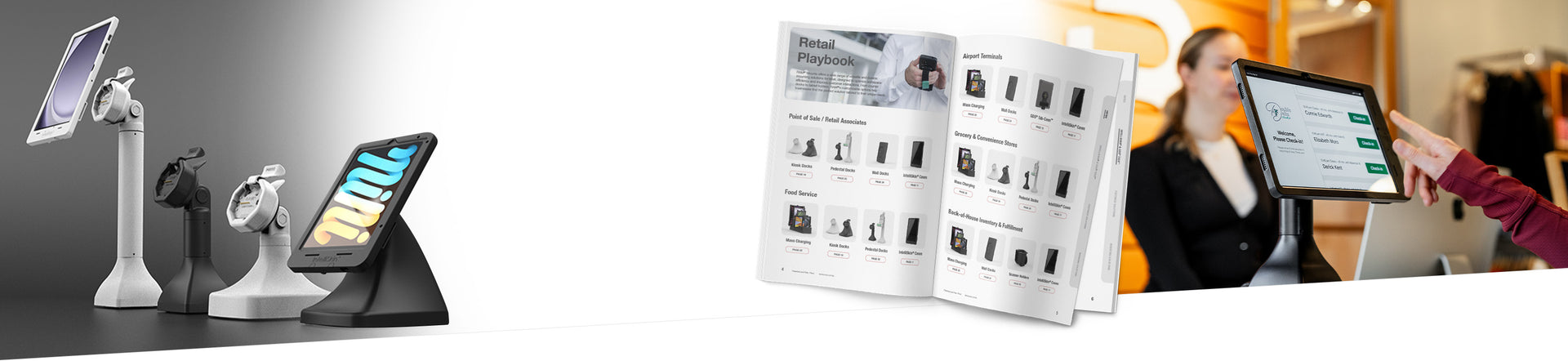 Web banner image for RAMs Retail selection, There is an open book showing several docks and an image of an intelliskin in a GDS dock in the background