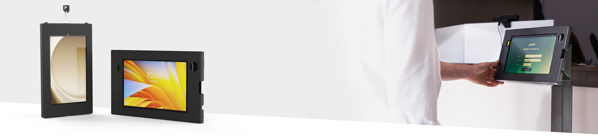 Product banner on the RAM Mounts website featuring the new RAM Safe-Case: a sleek and modular tablet enclosure.