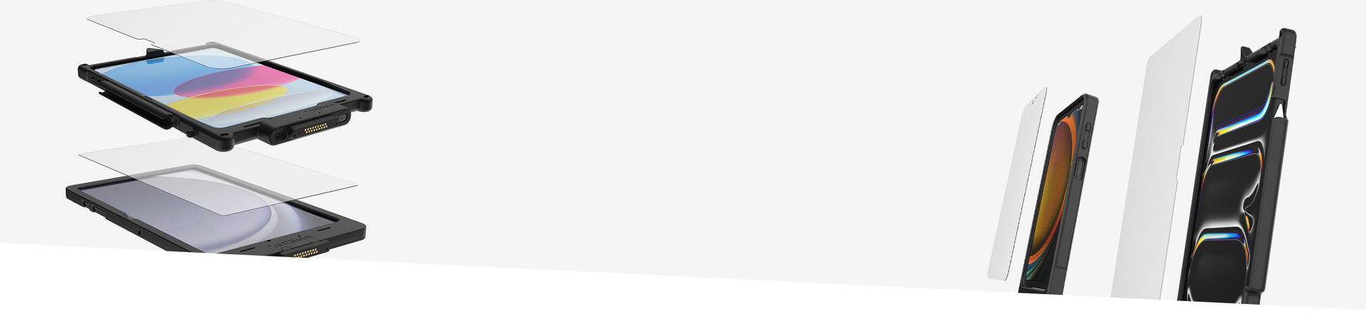 Banner showing IntelliSkin's with RAM® Screen Protectors that are shatter and scratch-resistant