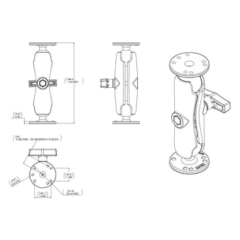 RAM® Double Ball Mount with Garmin Fishfinder #6-32 Hardware
