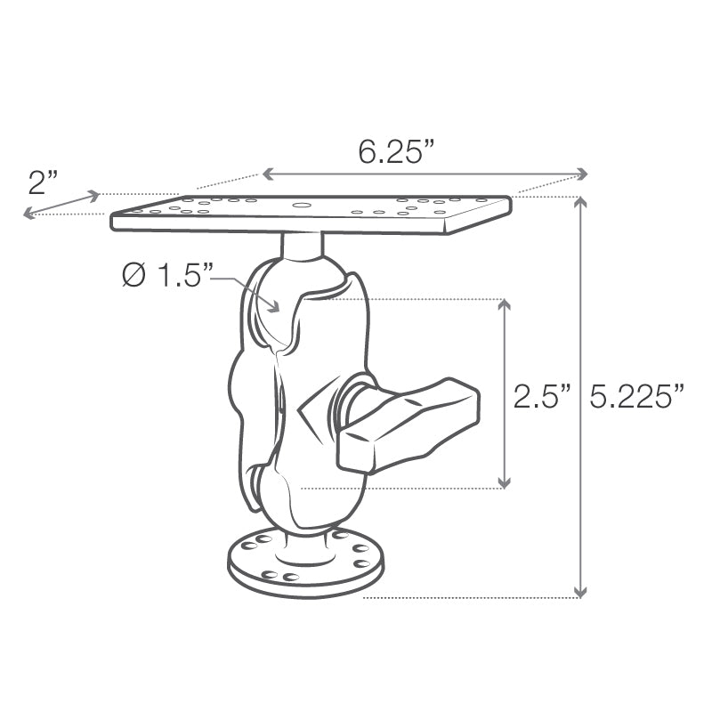 RAM Mount RAM-111U-B: Kit Di Montaggio Universale Robusto, 489g, 132,7mm - 4