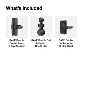 RAM® 9" Long C Size to B Size Double Socket Arm Extension