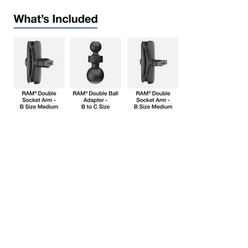 RAM® 11" Long C Size to B Size Double Socket Arm Extension