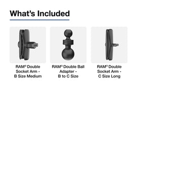 RAM® 14.5" Long C Size to B Size Double Socket Arm Extension