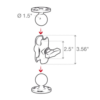 RAM® Double Socket Arm - C Size Short