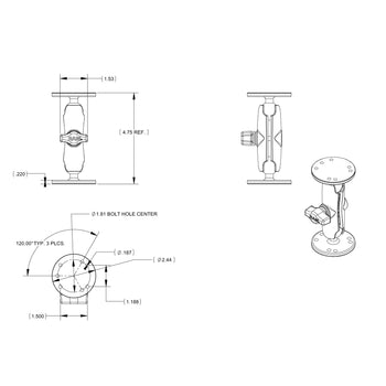 RAM® Double Ball Mount with Hardware for Garmin Striker + More