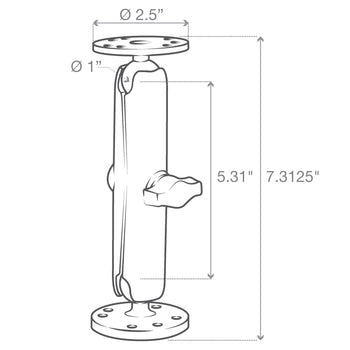 RAM® Universal Double Ball Mount with Two Round Plates - B Size Long