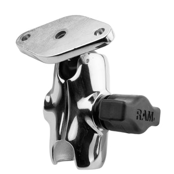 RAM-B-103-A-238CHU:RAM-B-103-A-238CHU_1:RAM Chrome Double Socket Arm with Diamond Plate - Short Arm