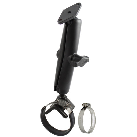 RAM® Double Ball Strap Hose Clamp Mount with Diamond Plate - Long
