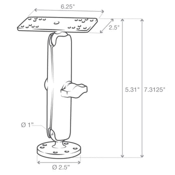 RAM® Universal Marine Electronic Mount - B Size Long