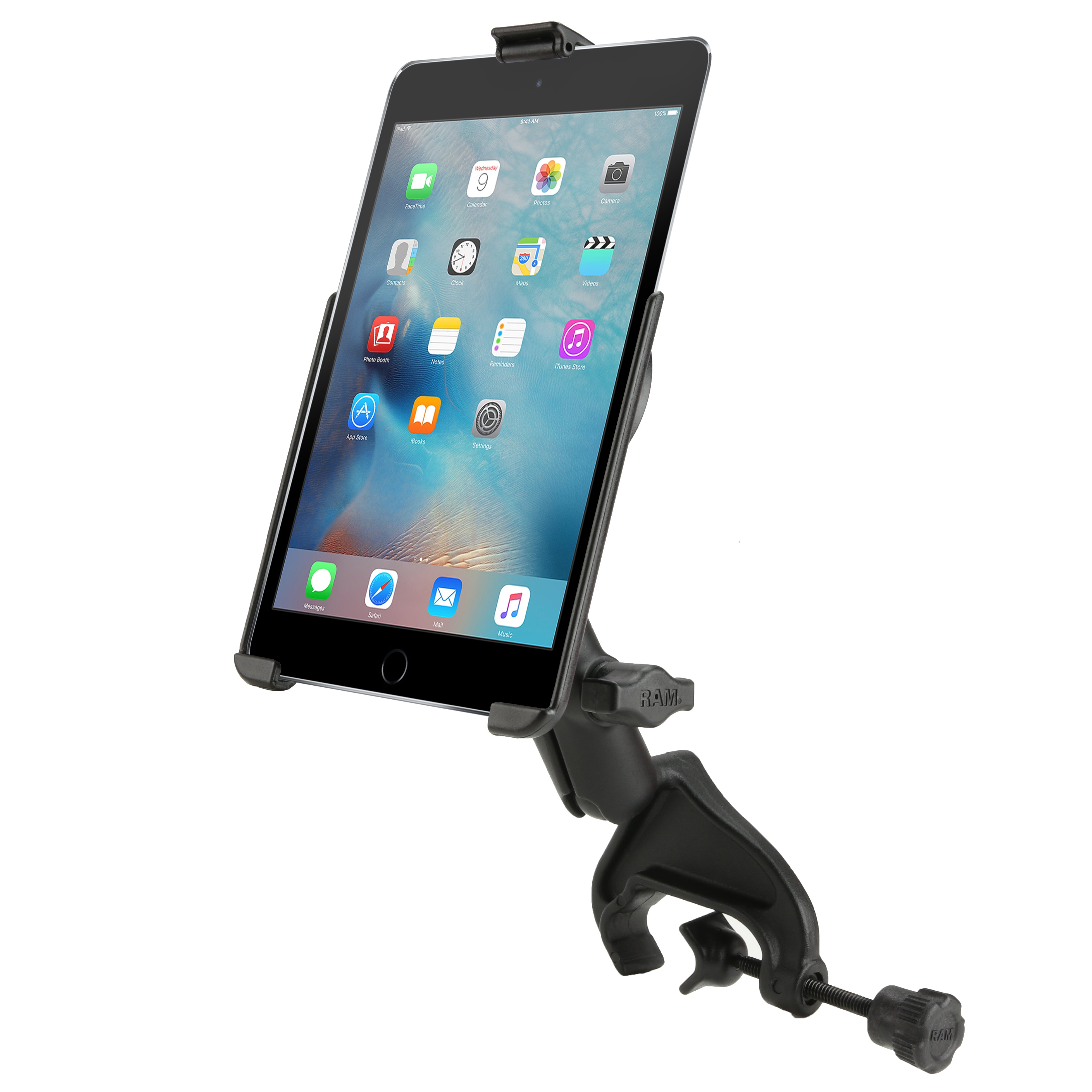 RAM® EZ-Roll'r™ Cradle with Yoke Clamp Mount for Apple iPad mini 4