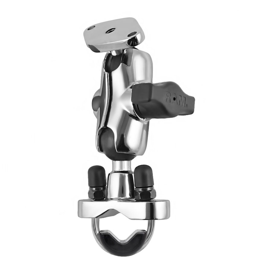 RAM® Chrome Handlebar U-Bolt Mount with Short Double Socket Arm