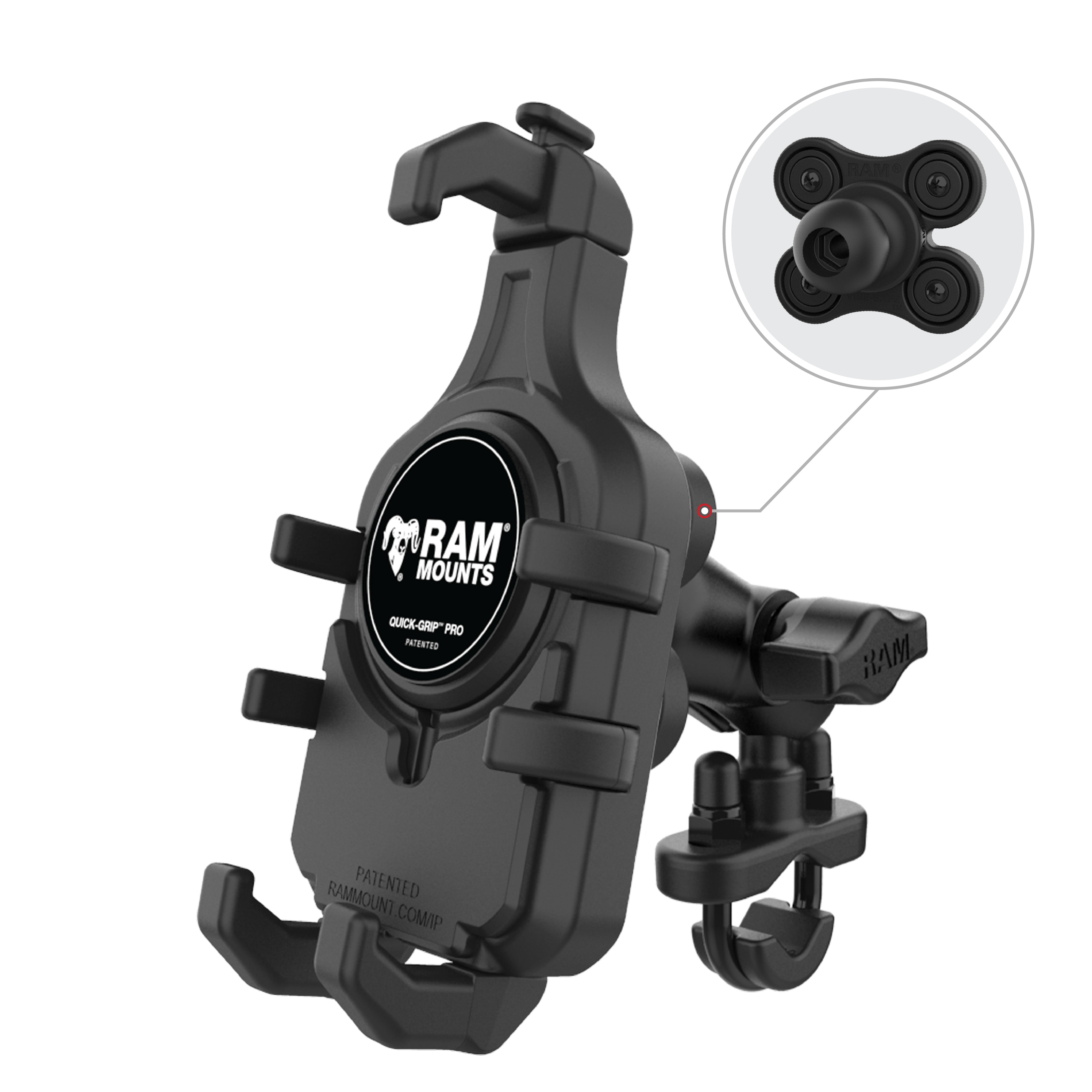 RAM® Quick-Grip™ Pro Vibration Damping Phone Mount with U-Bolt