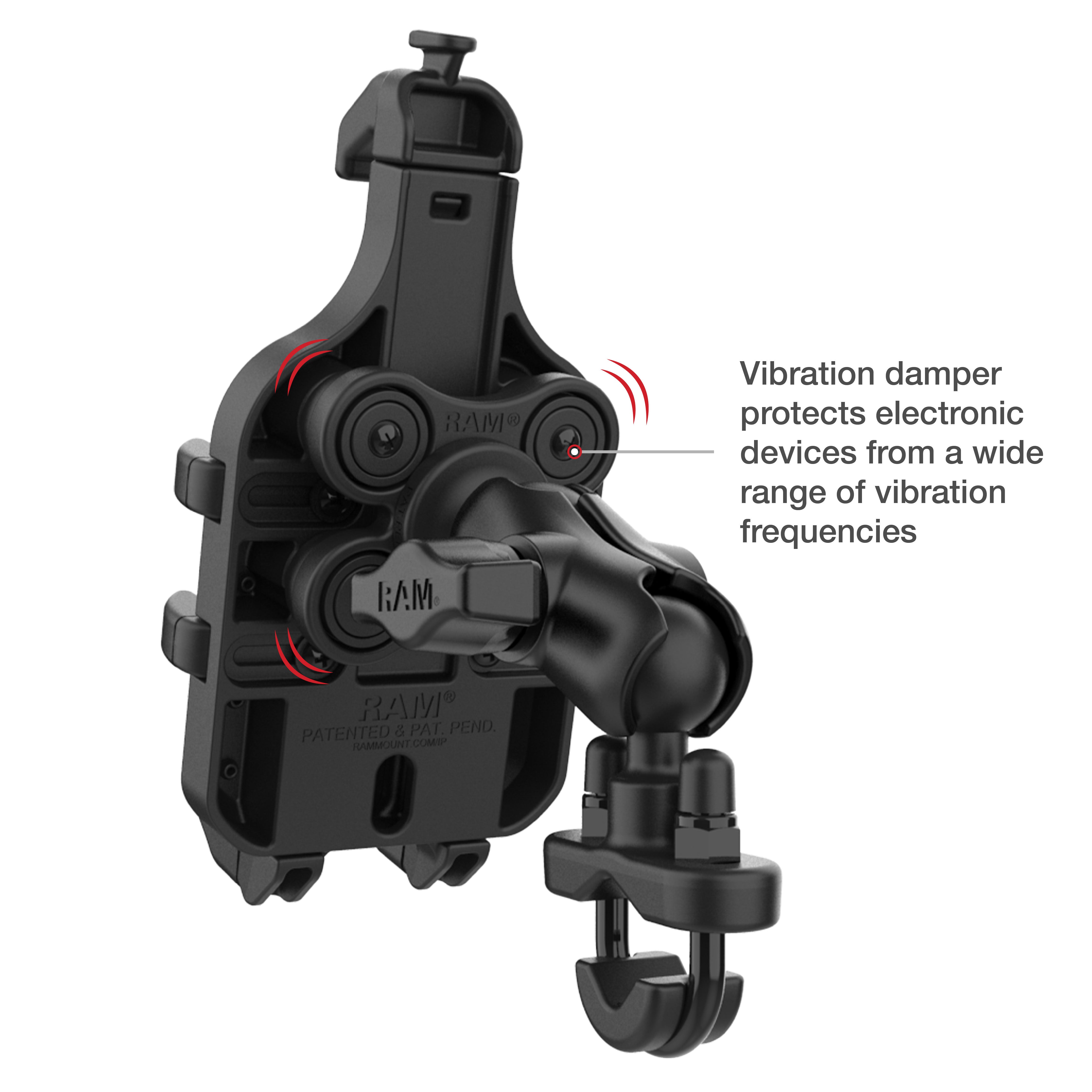RAM® Quick-Grip™ Pro Vibration Damping Phone Mount with U-Bolt