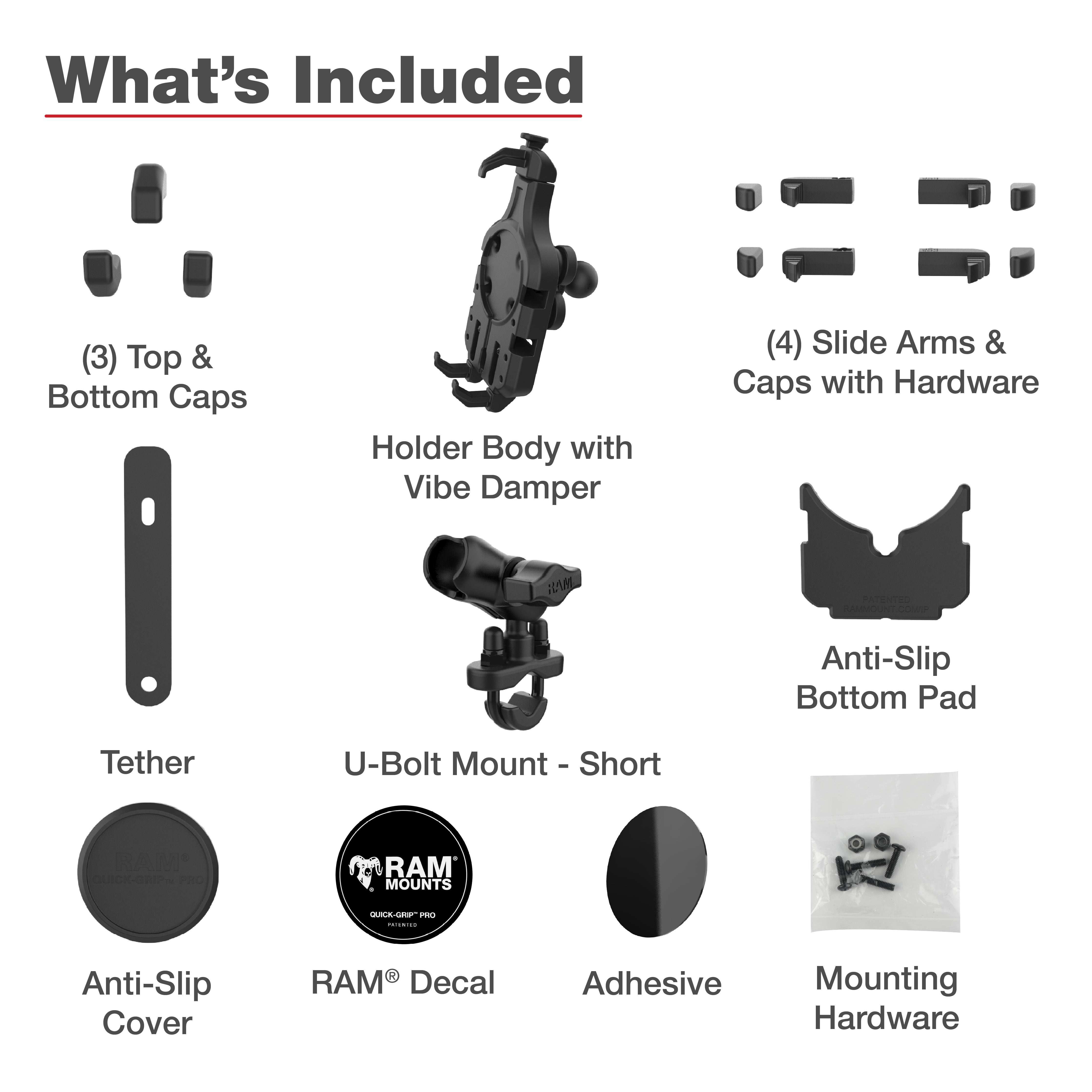 RAM® Quick-Grip™ Pro Vibration Damping Phone Mount with U-Bolt