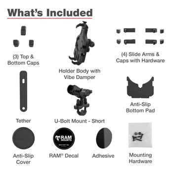 Ram Mounts Quick-Grip Pro Handlebar Phone Mount W/Vibe Safe - Short Ram Mounts Quick-Grip Pro Handlebar Phone Mount W/Vibe Safe - Short
