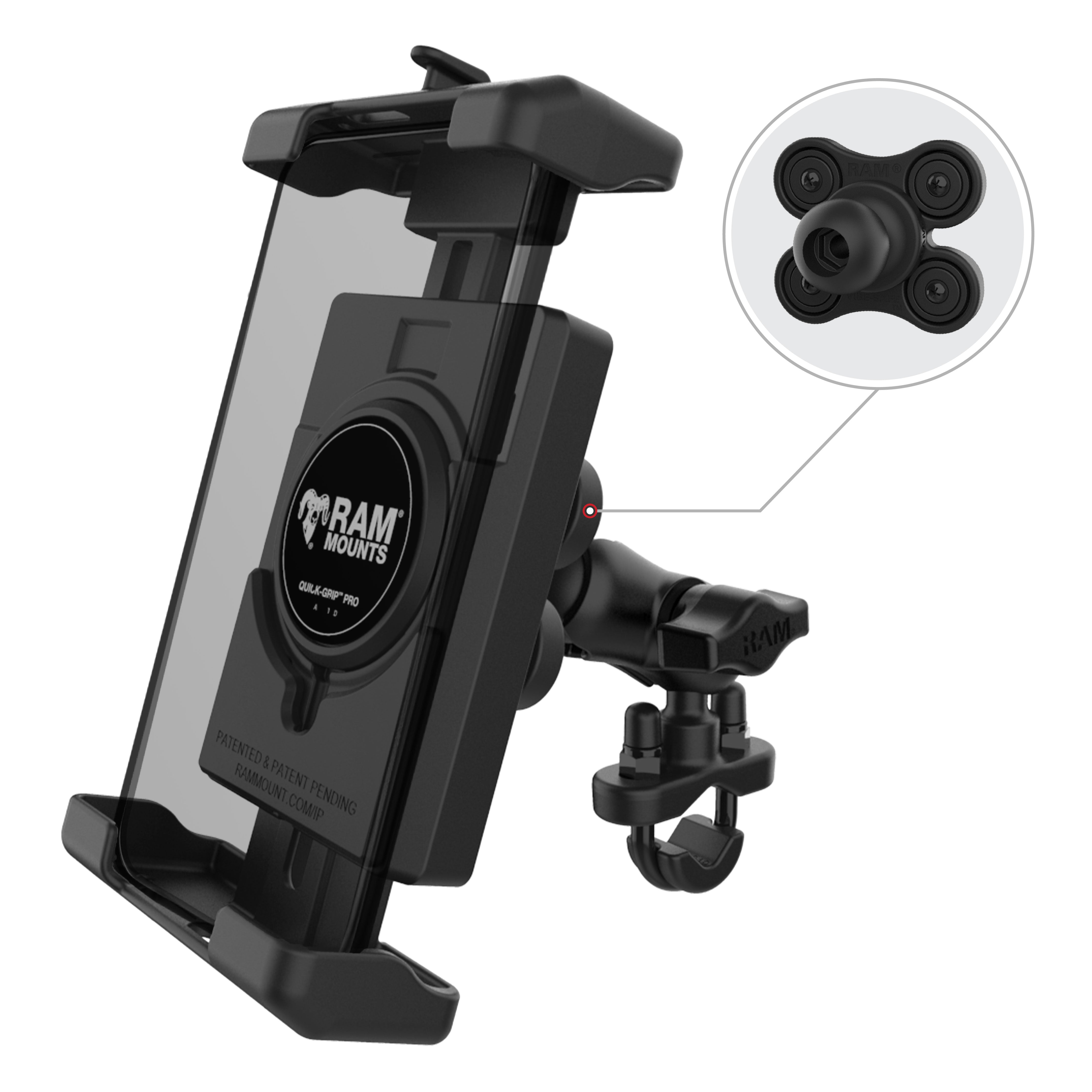 RAM® Quick-Grip™ Pro XL Vibration Damping Phone Mount with U-Bolt