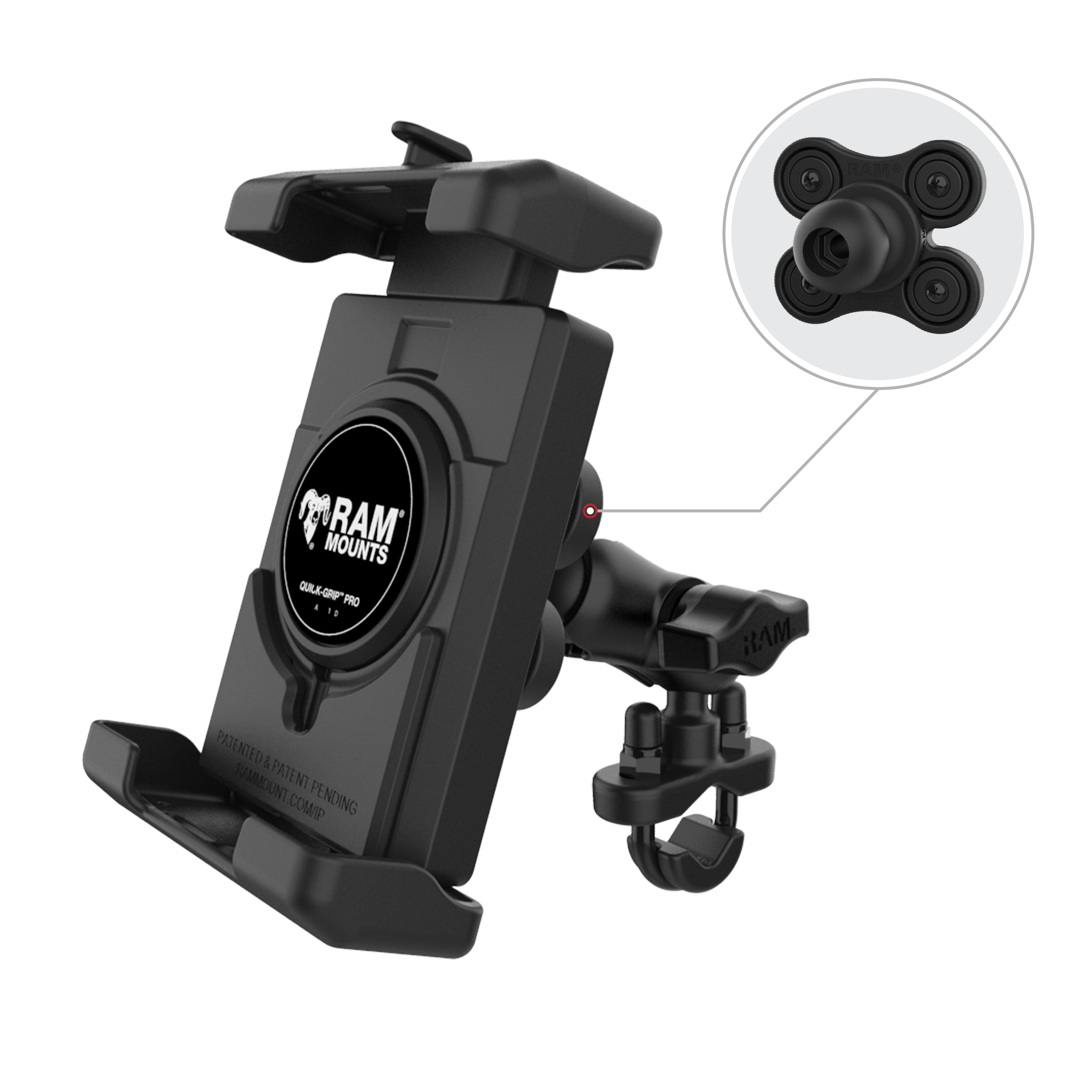 RAM® Quick-Grip™ Pro XL Vibration Damping Phone Mount with U-Bolt