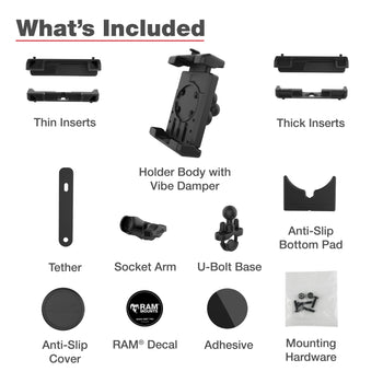 RAM® Quick-Grip™ Pro XL Vibration Damping Phone Mount with U-Bolt Base