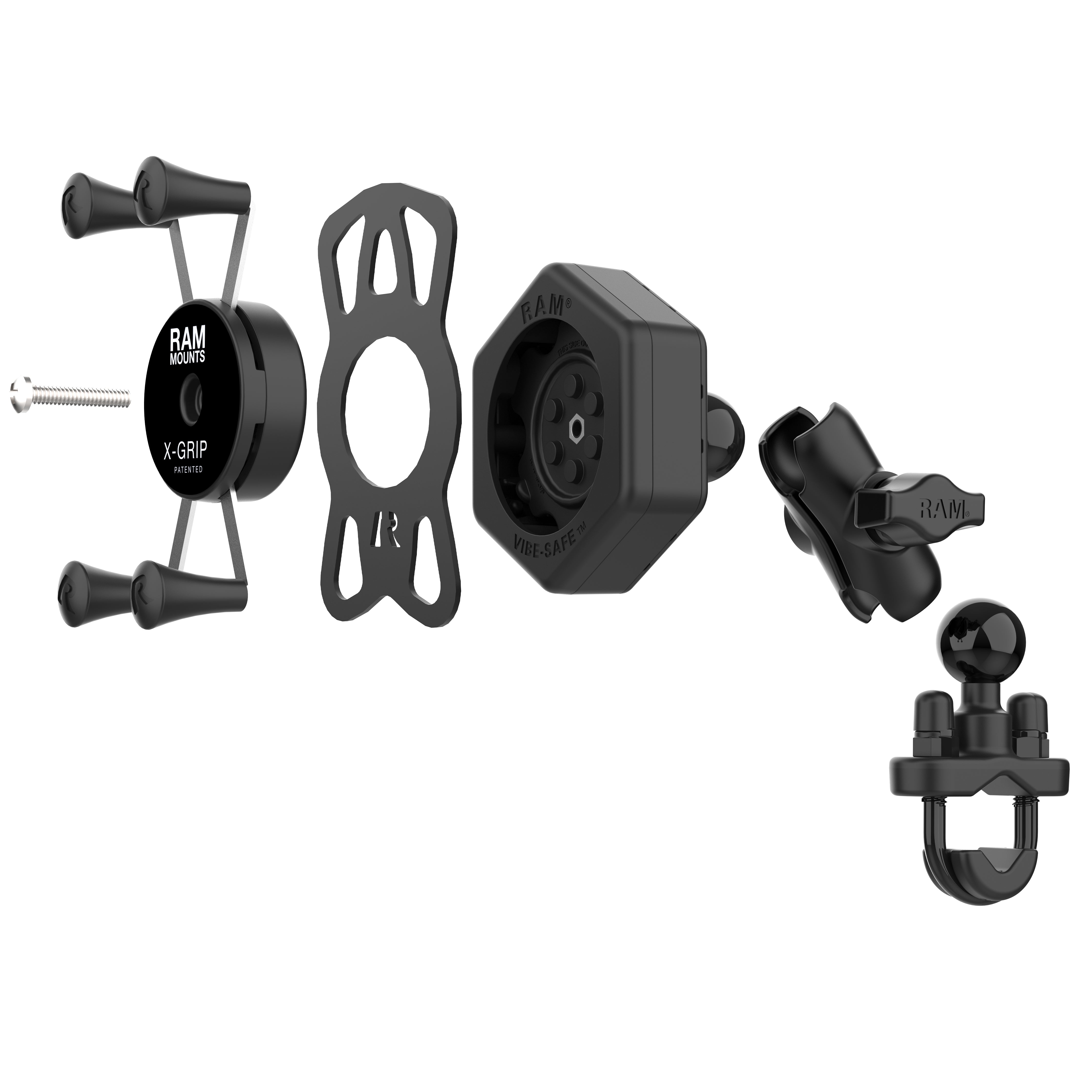 RAM MOUNTS X-GRIP マウントシステム 取付キット RAM® X-Grip® Phone Mount with Vibe-Safe™ & U-Bolt Base - Short