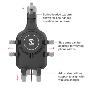 RAM® Quick-Grip™ Pro Phone Handlebar Mount with Qi2 15W Wireless Charger