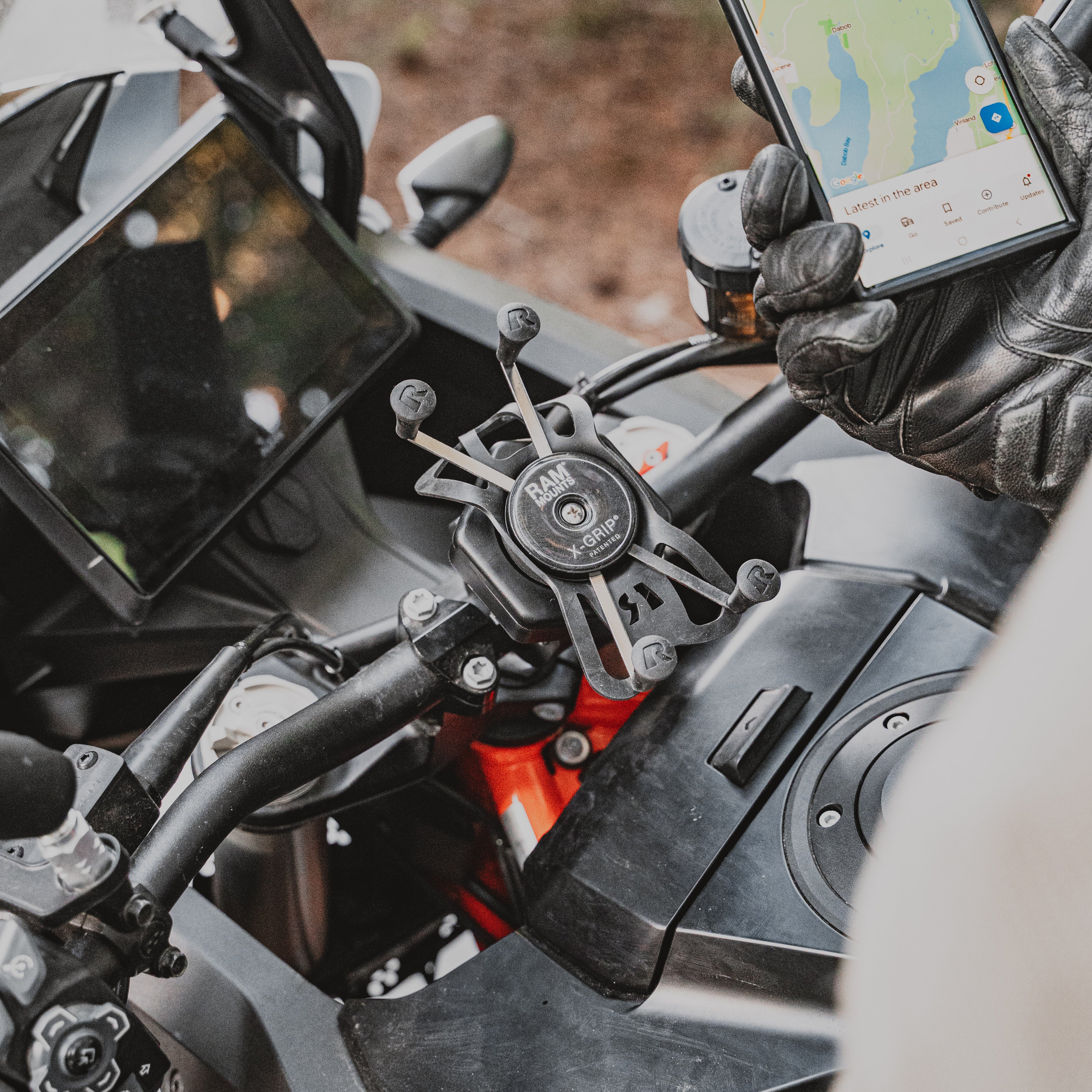 RAM® X-Grip® Large Phone Mount with Vibe-Safe™ & U-Bolt Base