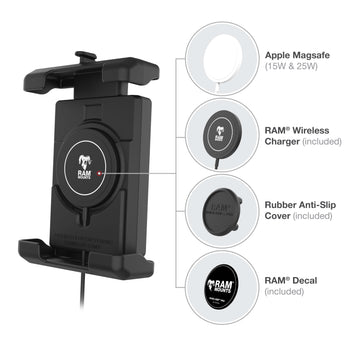 RAM® Quick-Grip™ Pro XL Suction Cup Mount with Qi2 15W Wireless Charger