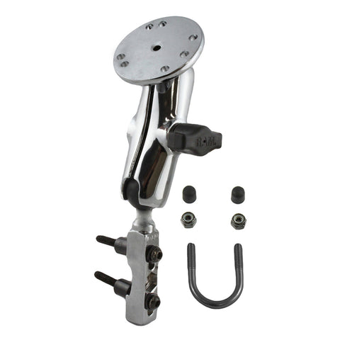 RAM® Chrome Motorcycle Brake/Clutch Reservoir Mount with Round Plate