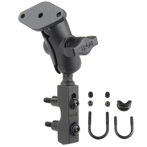 RAM® Motorcycle Brake/Clutch Reservoir Mount with Diamond Plate - Short